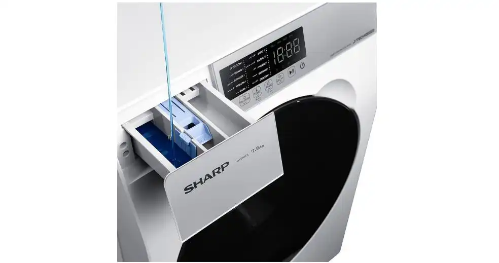 SHARP K-PRO Washing Machine Fully Automatic, 7.5 Kg, Inverter, Light Grey - ES-FE752KLE-W