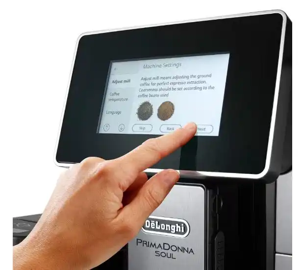 ماكينة قهوة ديلونجي PrimaDonna Soul أوتوماتيكية بالكامل، 19 بار، أسود / فضي – ECAM610.75.MB