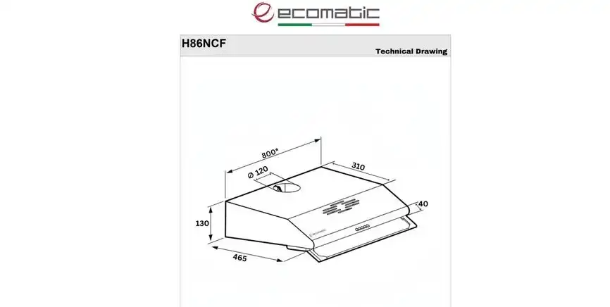 Ecomatic Classic extractor fan, 650 m³/h, 2 motors, 80 cm, stainless steel - H86NCF