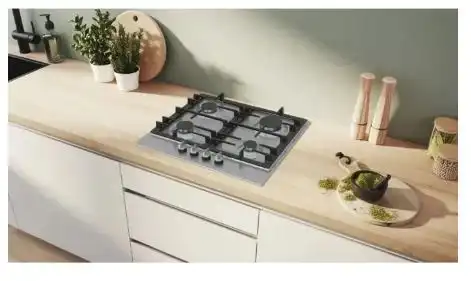Bosch Series 6 Built In Gas Hob, 4 Burners, Safety, 60 cm, Stainless Steel - PCP6A5I90M