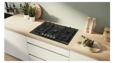 مسطح زجاجي غاز بوش بلت ان Series 6، عدد 5 شعلات، 75 سم، اسود - PPQ7A6I45
