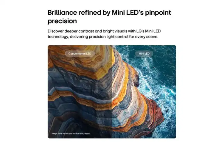 تلفزيون سمارت ال جى AI QNED70، مقاس 50 بوصه، QNED MiniLED، بدقة 4K UHD، بريسيفر داخلي - 50QNED70B6T