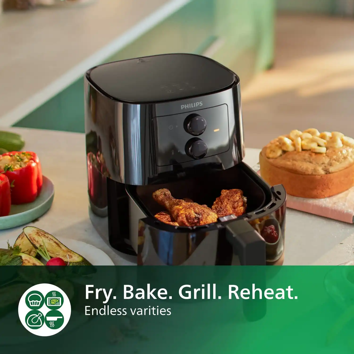 Philips Air Fryer Essential, 4.1 L, 1400 W, Black - HD9200  ( International Warranty )
