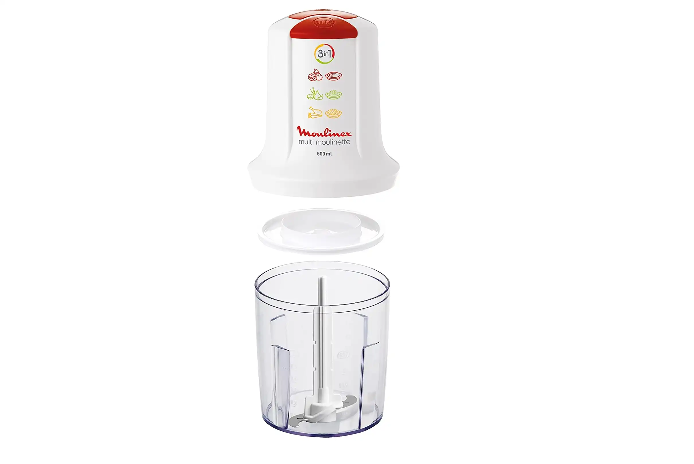 Moulinex Multi Moulinette Chopper 3 in 1, 500 ml, 500 Watt, White - AT7151EG
