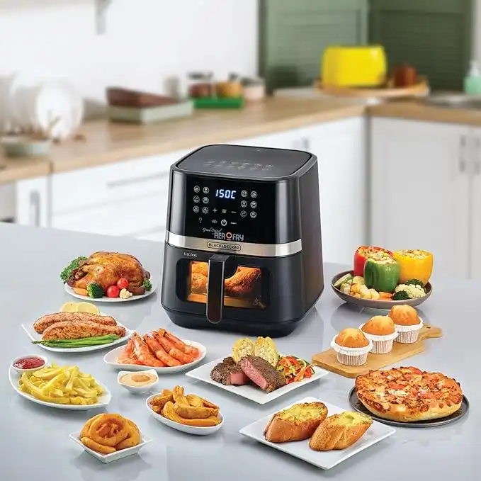 Black & Decker XXL Air Fryer, 5.8 L, 1800W, Touch Screen, 12-in-1 With Rapid Hot Air Circulation For Frying, Grilling, Broiling, Roasting, and Baking, Black - AF5800-B5