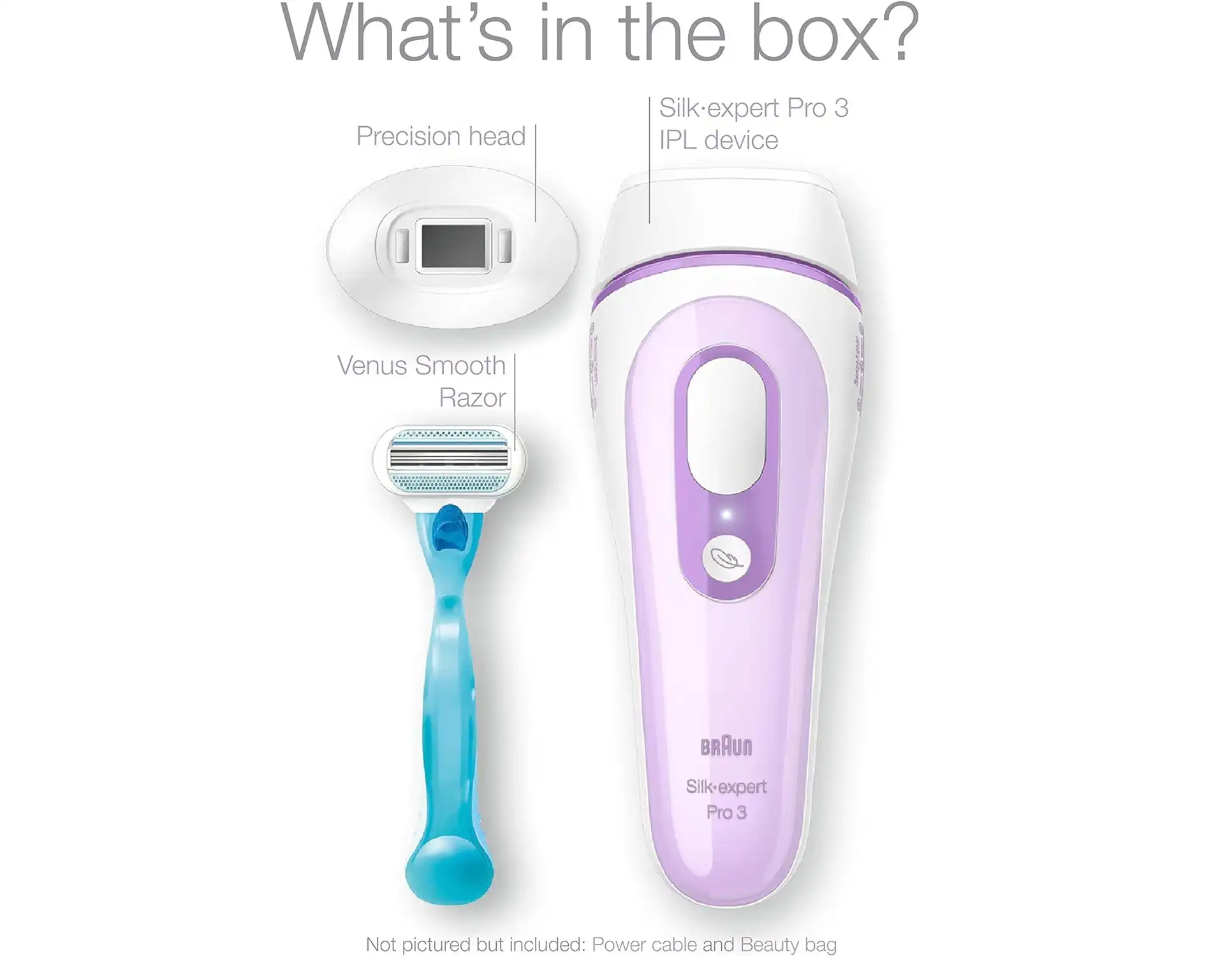 Braun Silk-expert Pro 3 IPL Hair Removal with Gillette Venus Razor, White / Purple - PL3111