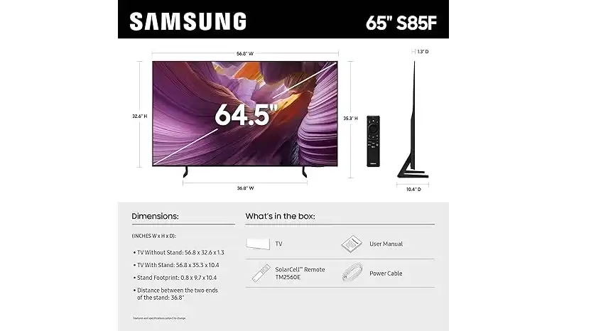 samsung 65 Inch OLED 4K Vision AI Smart TV (2025) - 65S85F