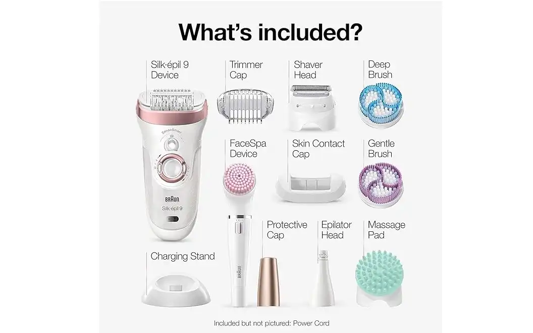 Braun Silk-épil 9 Wet and Dry Epilator, White - SES9-985BS