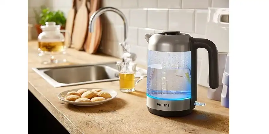 Philips Series 5000 Glass Electric Kettle, 1.7 Liter, 2200 Watt, Silver Black - HD9339/81