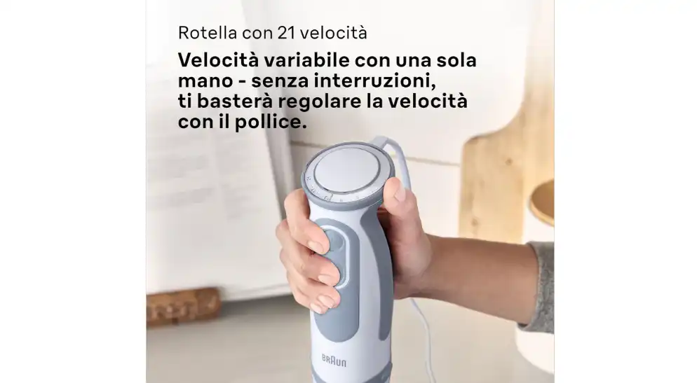 Braun Multiquick 5 Vario Hand Blender, 1000 Watt, 21 Speeds, Stainless Steel, White - MQ5200