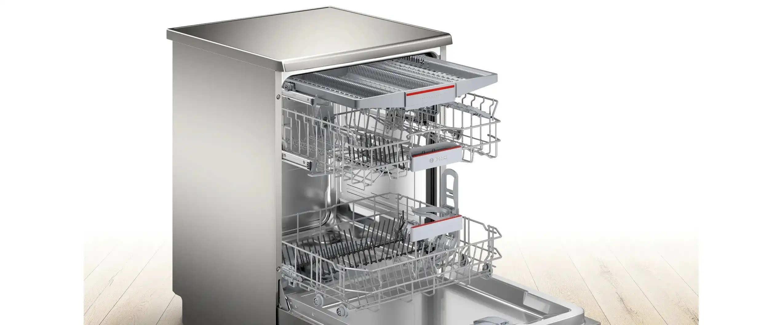 BOSCH Dishwasher, 13 Place Settings, Digital Screen, 60 cm, Silver - SMS4EMI60V