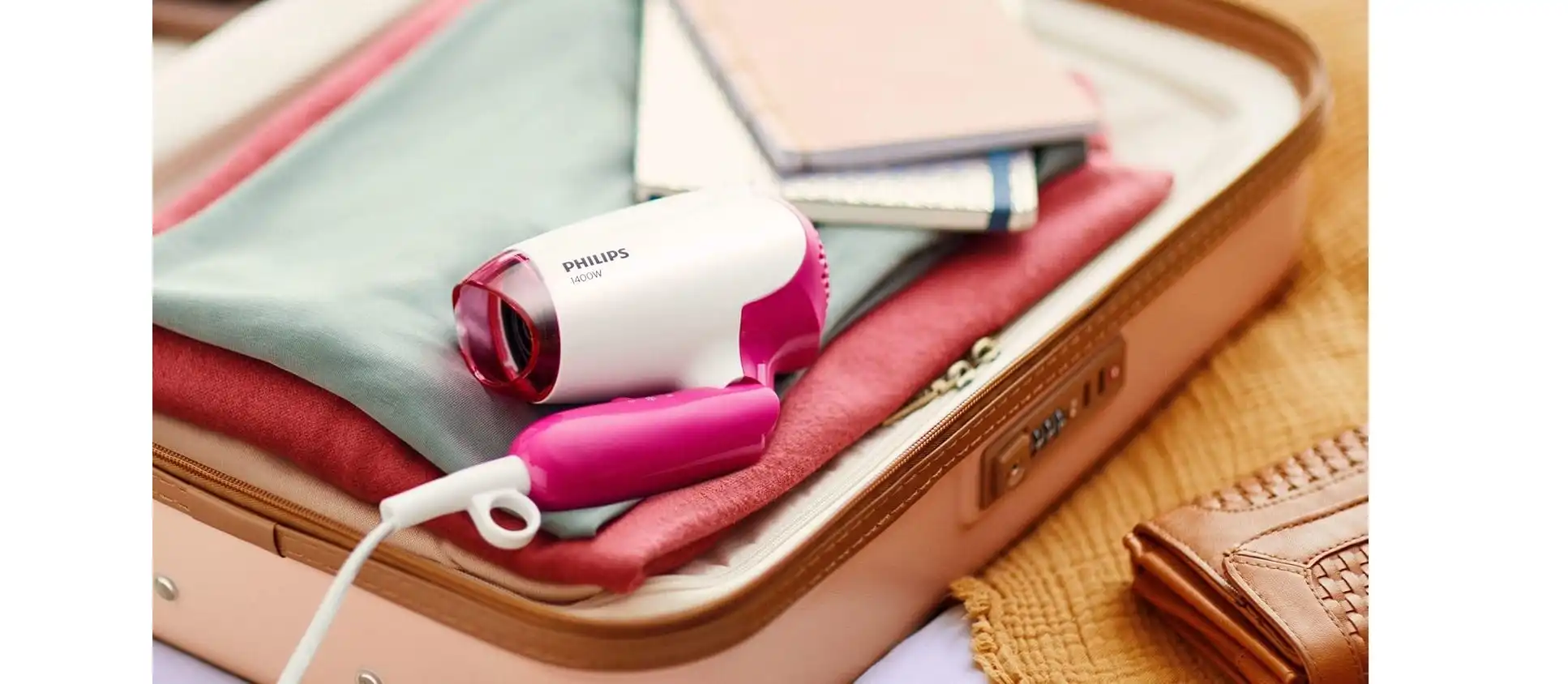 PHILIPS Hairdryer Dry Care Essential, 1400W, White / Pink - BHD003/03