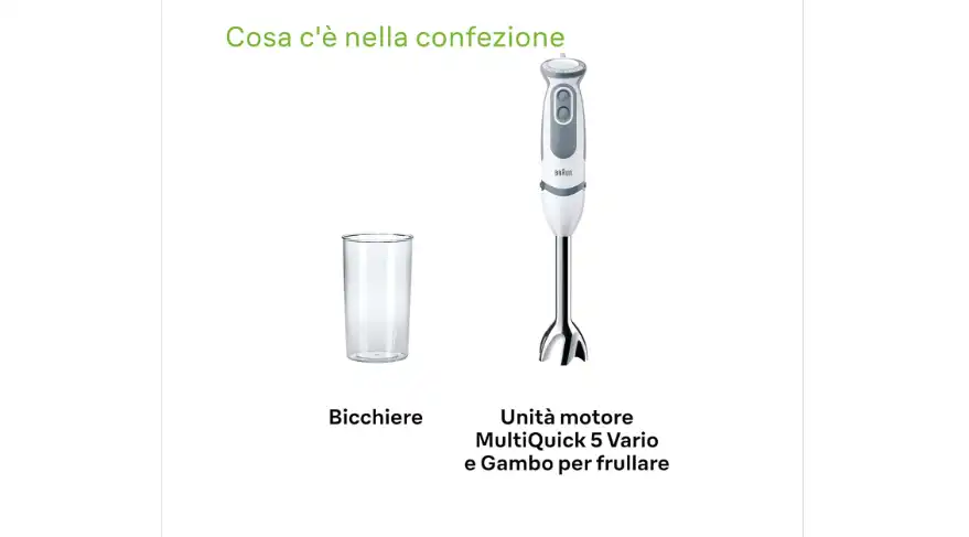 Braun Multiquick 5 Vario Hand Blender, 1000 Watt, 21 Speeds, Stainless Steel, White - MQ5200