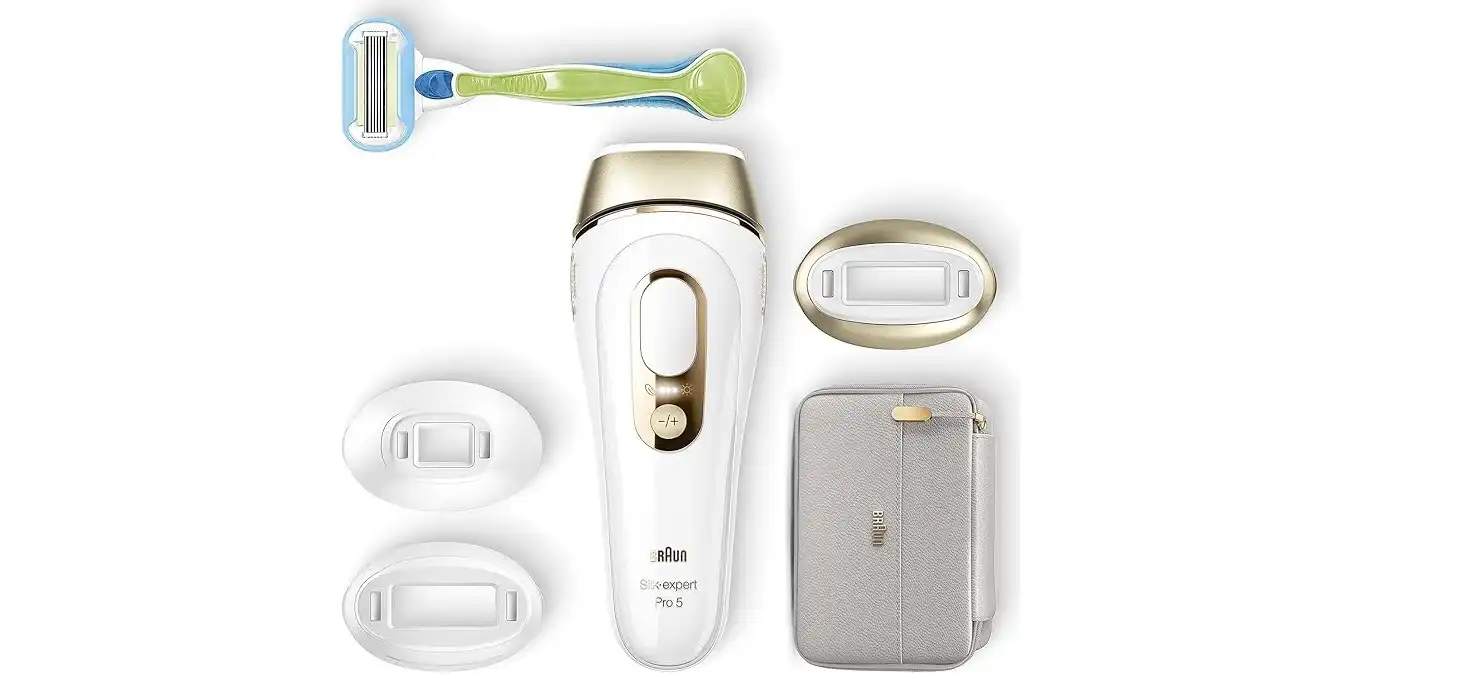 Braun Silk-expert 5 Pro With 4 extras Wide Head, Precision Head, Venus Razor, Soft Pouch - PL5257 IPL