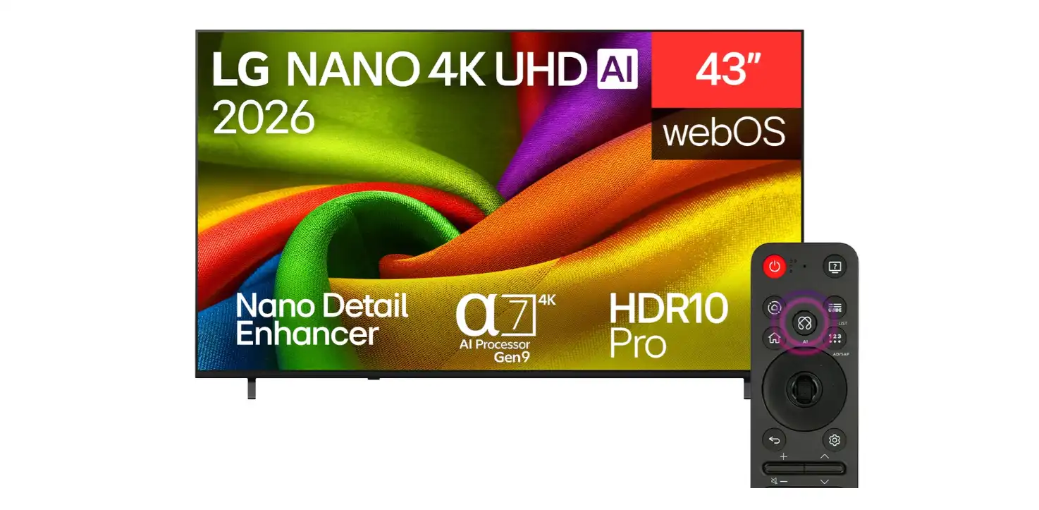 تلفزيون إل جي سمارت 43 بوصة، بتقنية NanoCell دقة 4K UHD، ريموت ماجيك، بريسيفر داخلي - 43NU85CB6LA