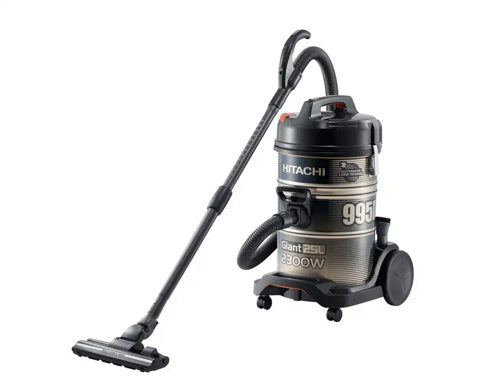 HITACHI Pail Can Vacuum Cleaner With Cloth Filter, 2300 Watt, Black / Gold - CV-995DC