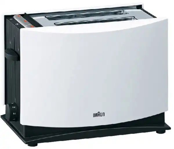 Braun Toaster, 2 Slices, 100 Watt, White / Black - HT400