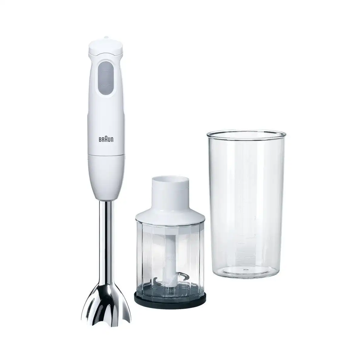 Braun MultiQuick 1 Hand Blender with chopper, 450 Watt, White / Grey - MQ 120