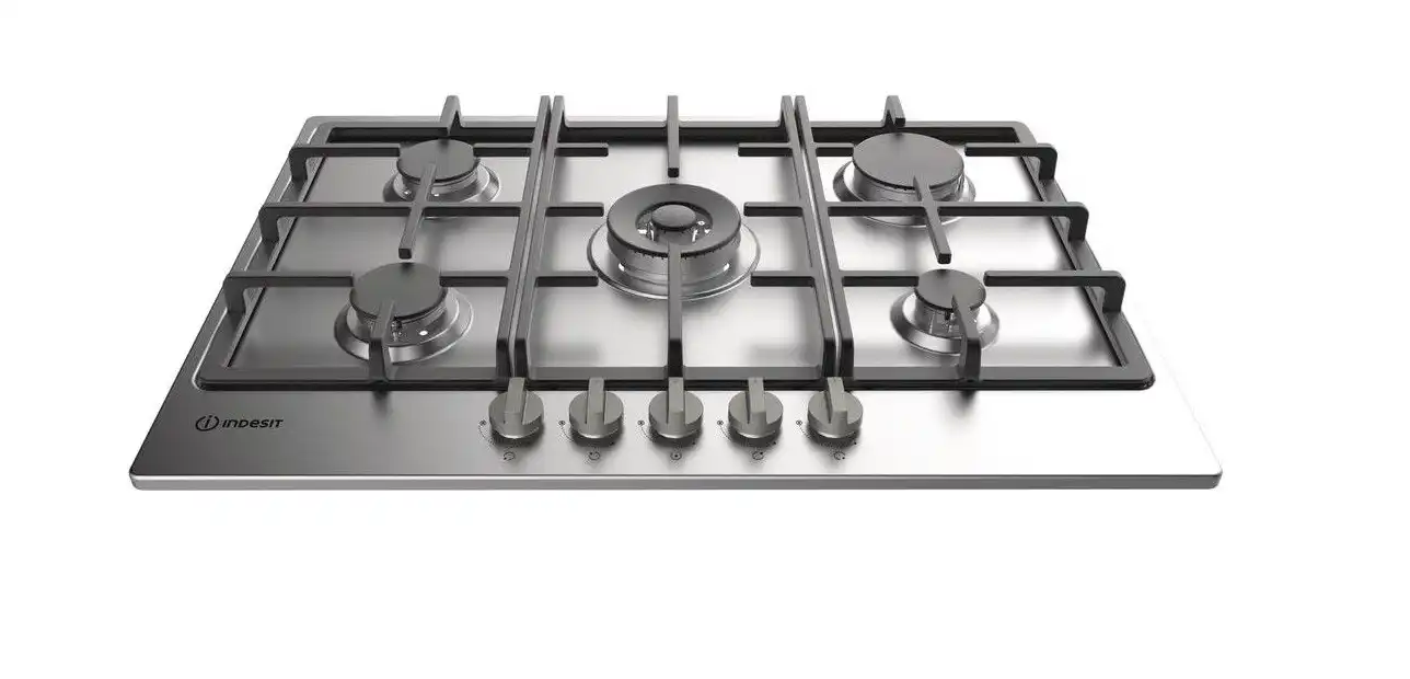Indesit Gas Built-In Hob, 5 Burners, 75 cm, Silver - THP 752 IX I