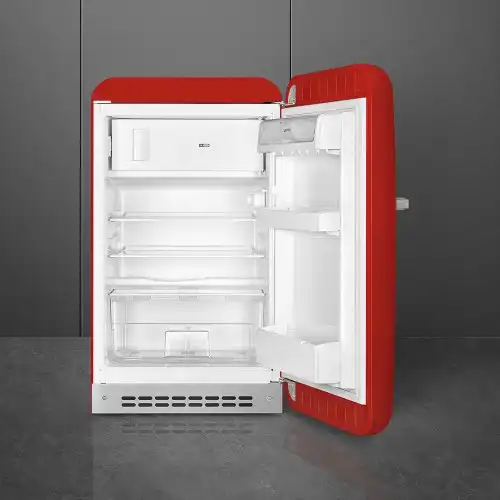 SMEG Freestanding Mini Bar Refrigerator, Defrost, 1 Door, 120 Liter, Red - FAB 10 RR