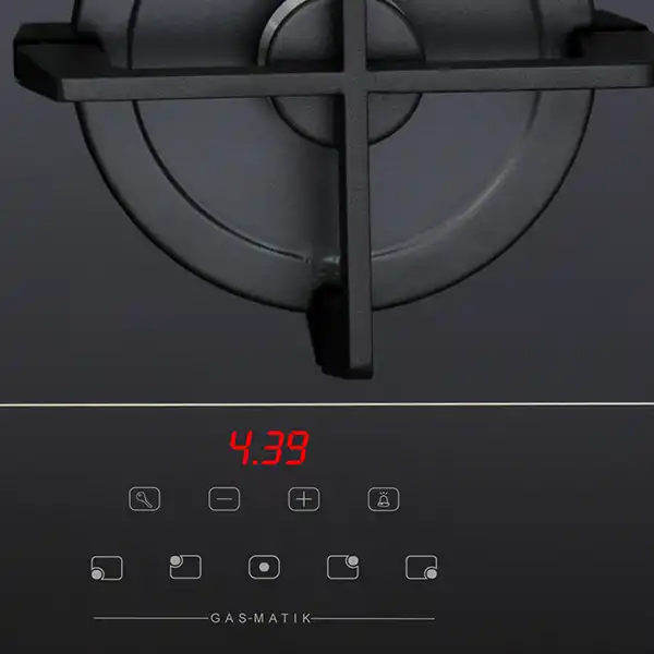 Elba Built-In Smart Gas Hob, 5 Burners, 90 cm, Black Glass - ELIO95G‐MATIK