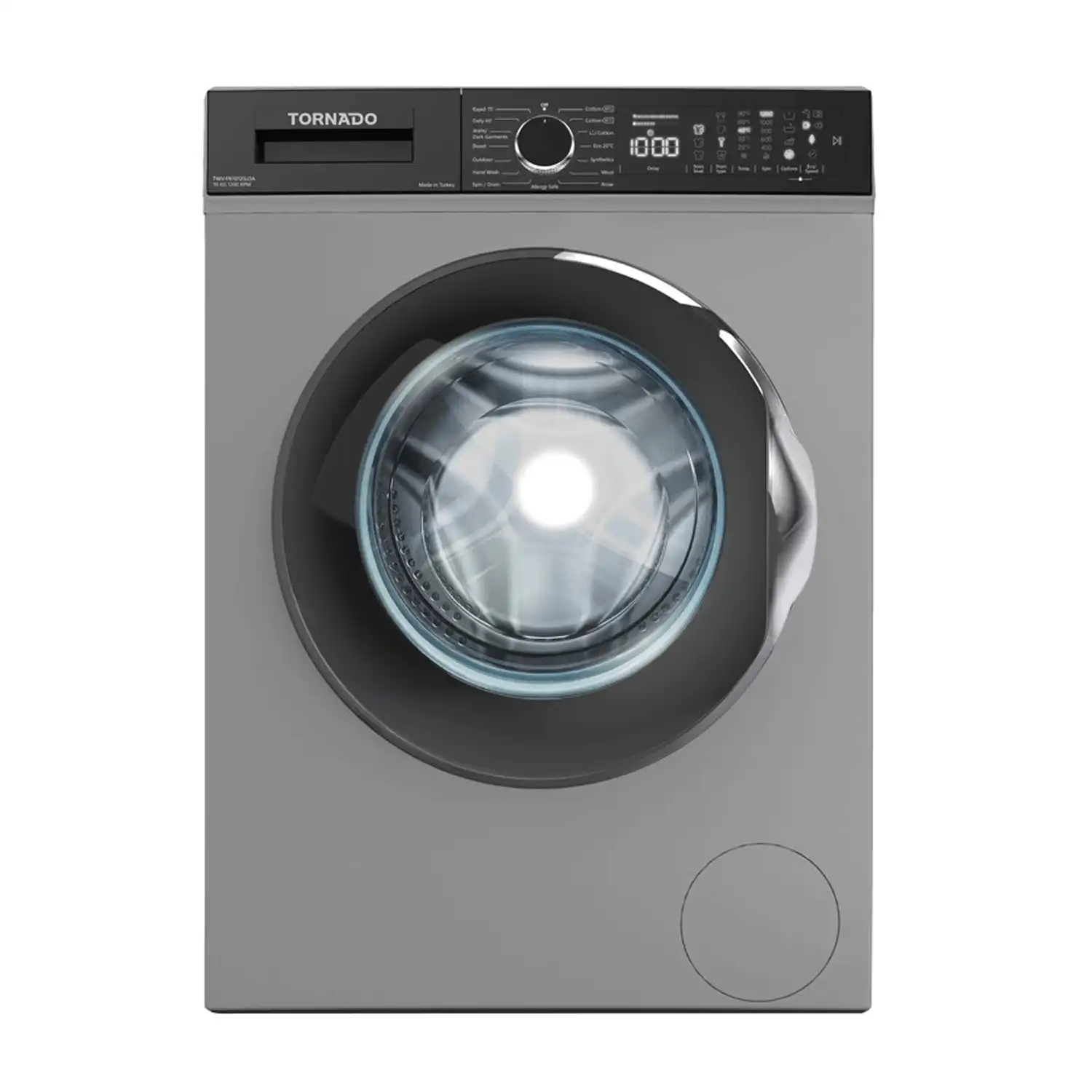 TORNADO Washing Machine Fully Automatic 10 Kg, Silver - TWV-FN1012SLOA