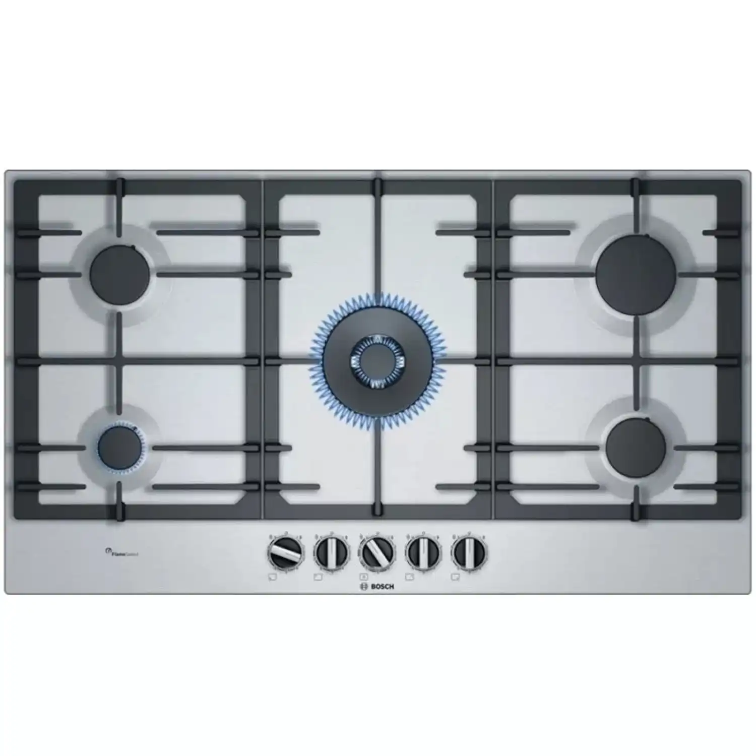 Bosch Built-In Gas Hob 5 Burner, 90 cm, Stainless Steel - PCR9A5B90