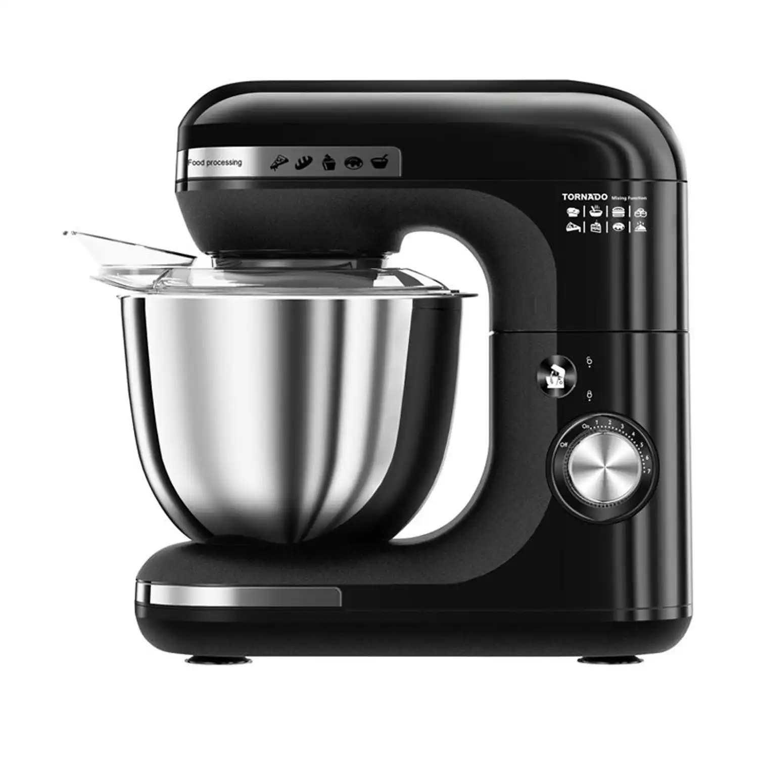 TORNADO Kitchen Machine with 5 Liter Stainless Steel Bowl, 600 Watt, Black - TSM-600W