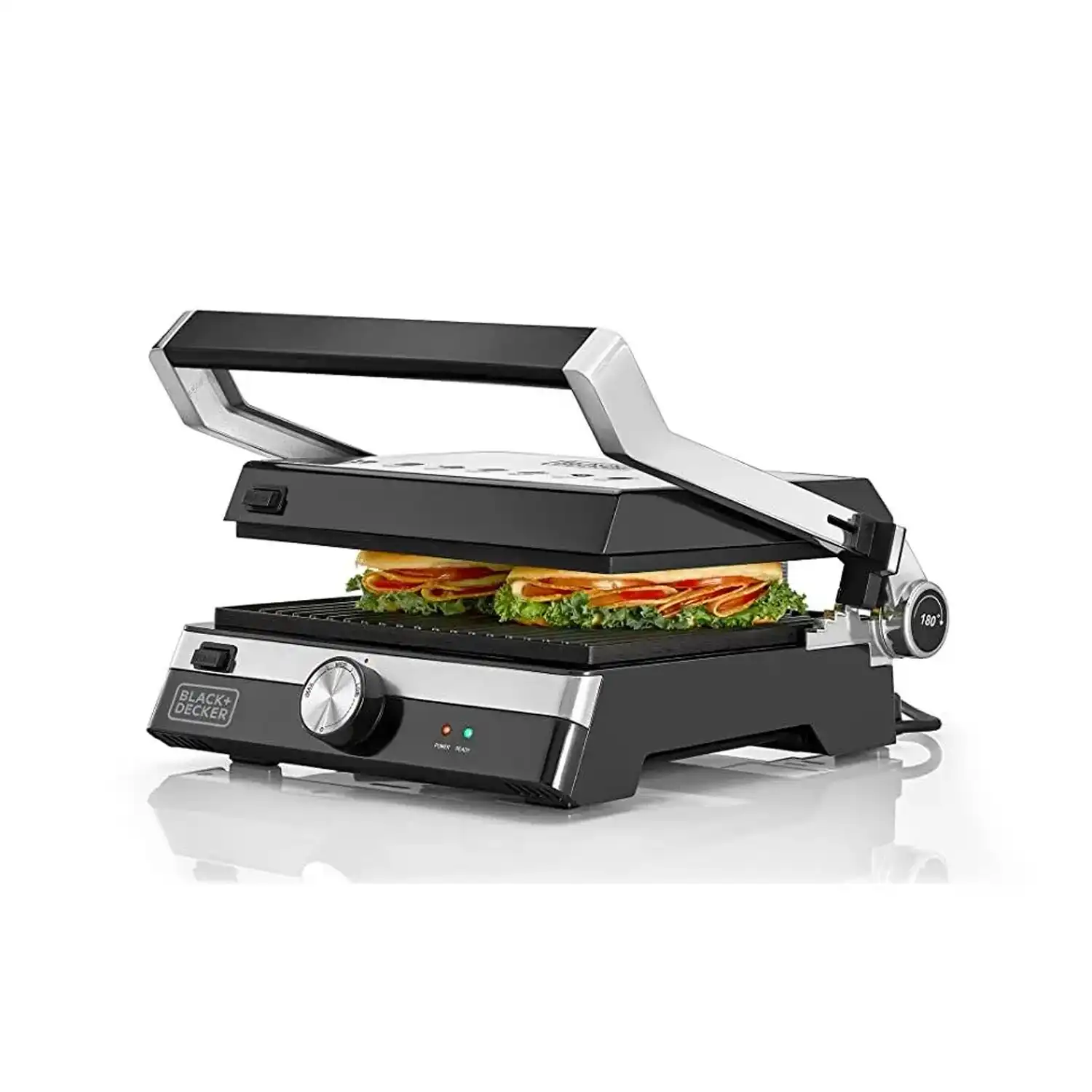 BLACK & DECKER Health Grill, 2000 Watt, Silver/Black - CG2000