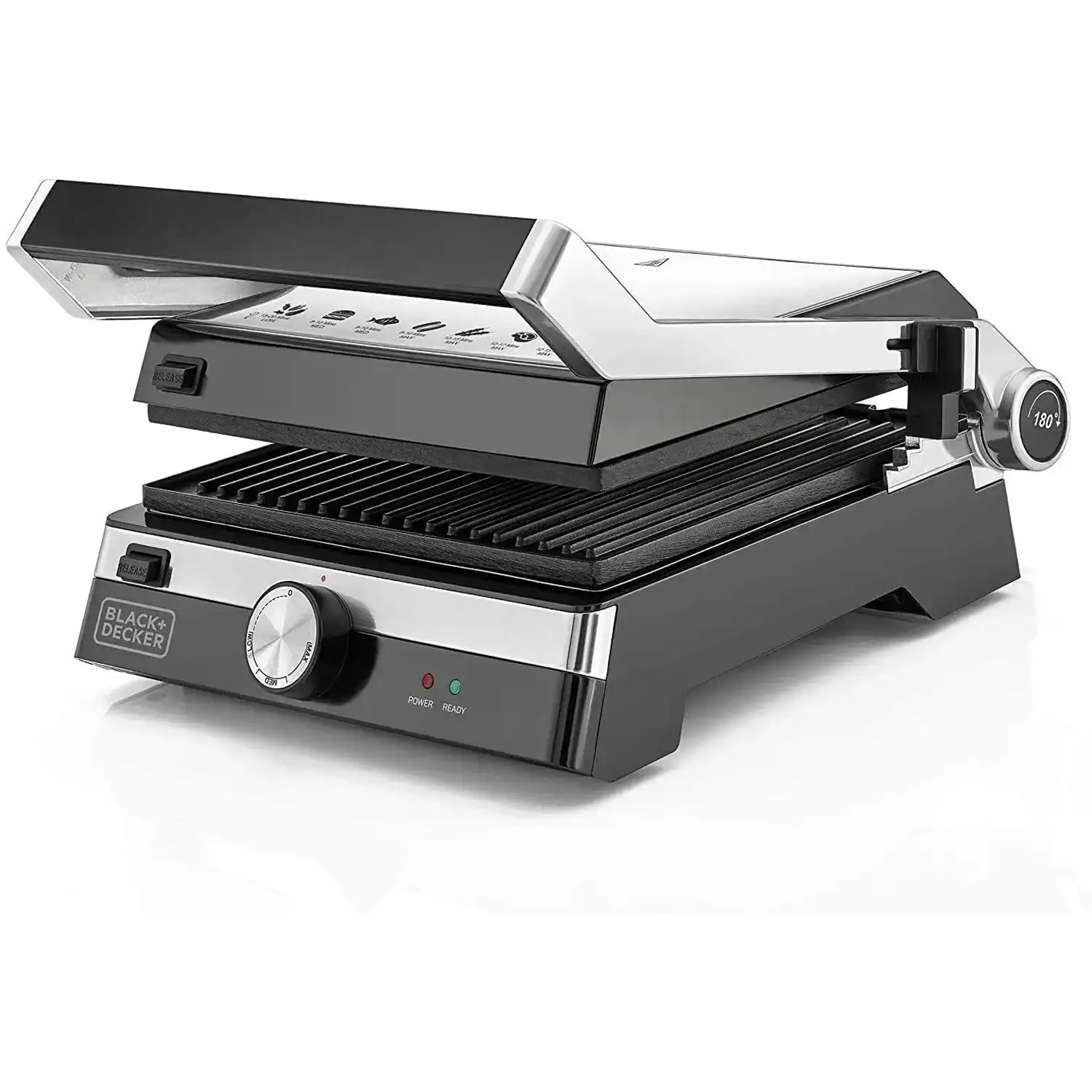 BLACK & DECKER Health Grill, 2000 Watt, Silver/Black - CG2000