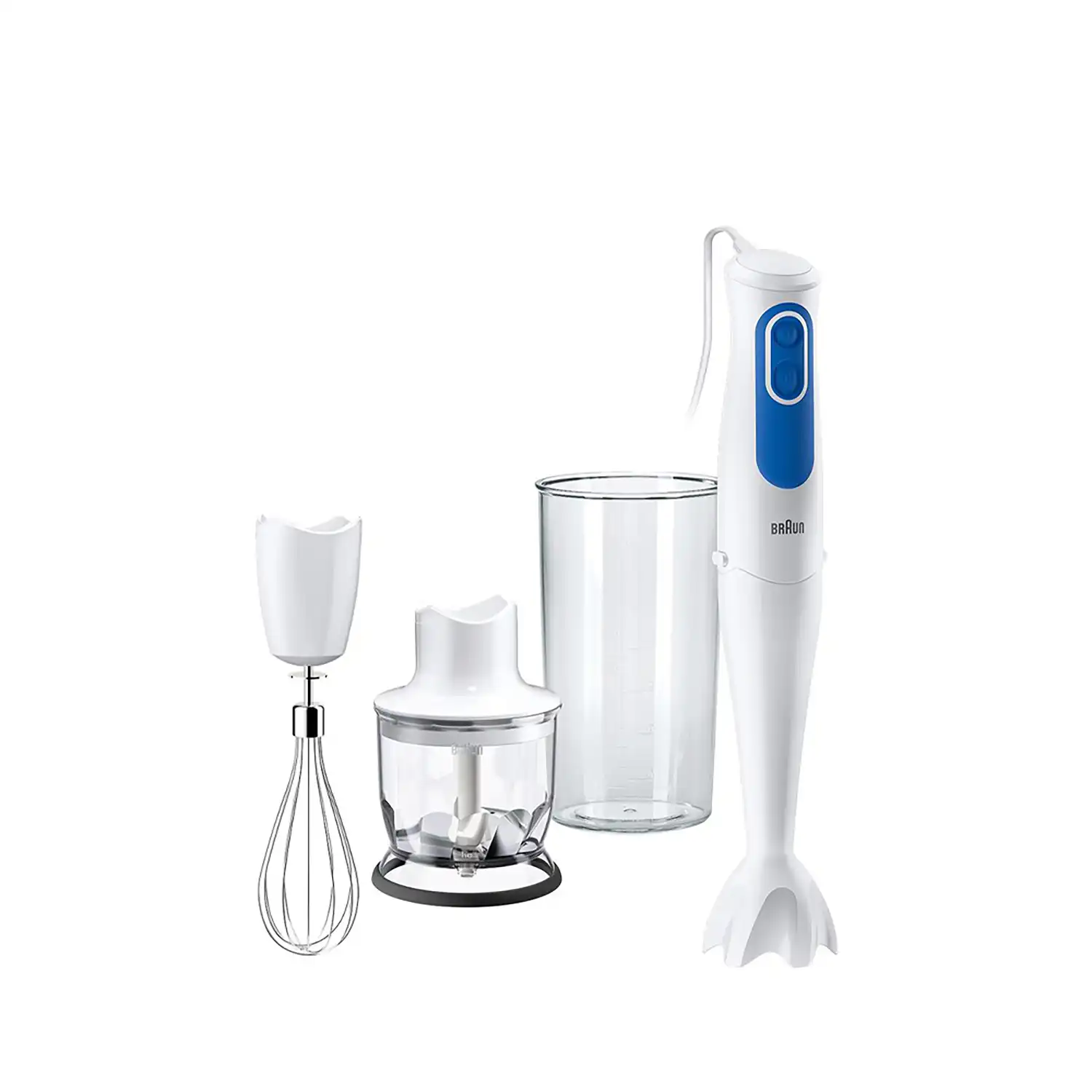 Braun Multiquick 3 Hand Blender With Attachments, 700 Watt, White/Blue - MQ 3025 Omelette