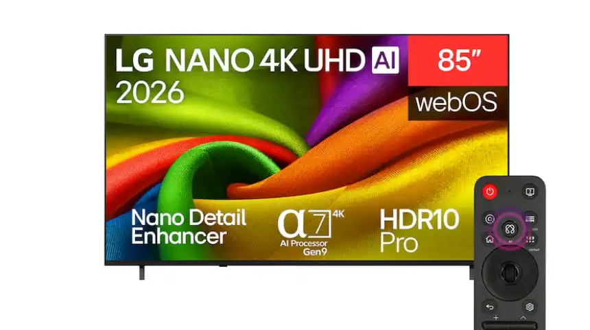 LG 85 Inch NANO 4K UHD AI NU84 Smart TV, Magic Remote, Built-In Receiver - 85NU840B6LA