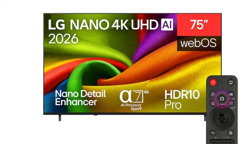 LG 75 Inch NANO 4K UHD AI NU84 Smart TV, Magic Remote, Built-In Receiver - 75NU840B6LA